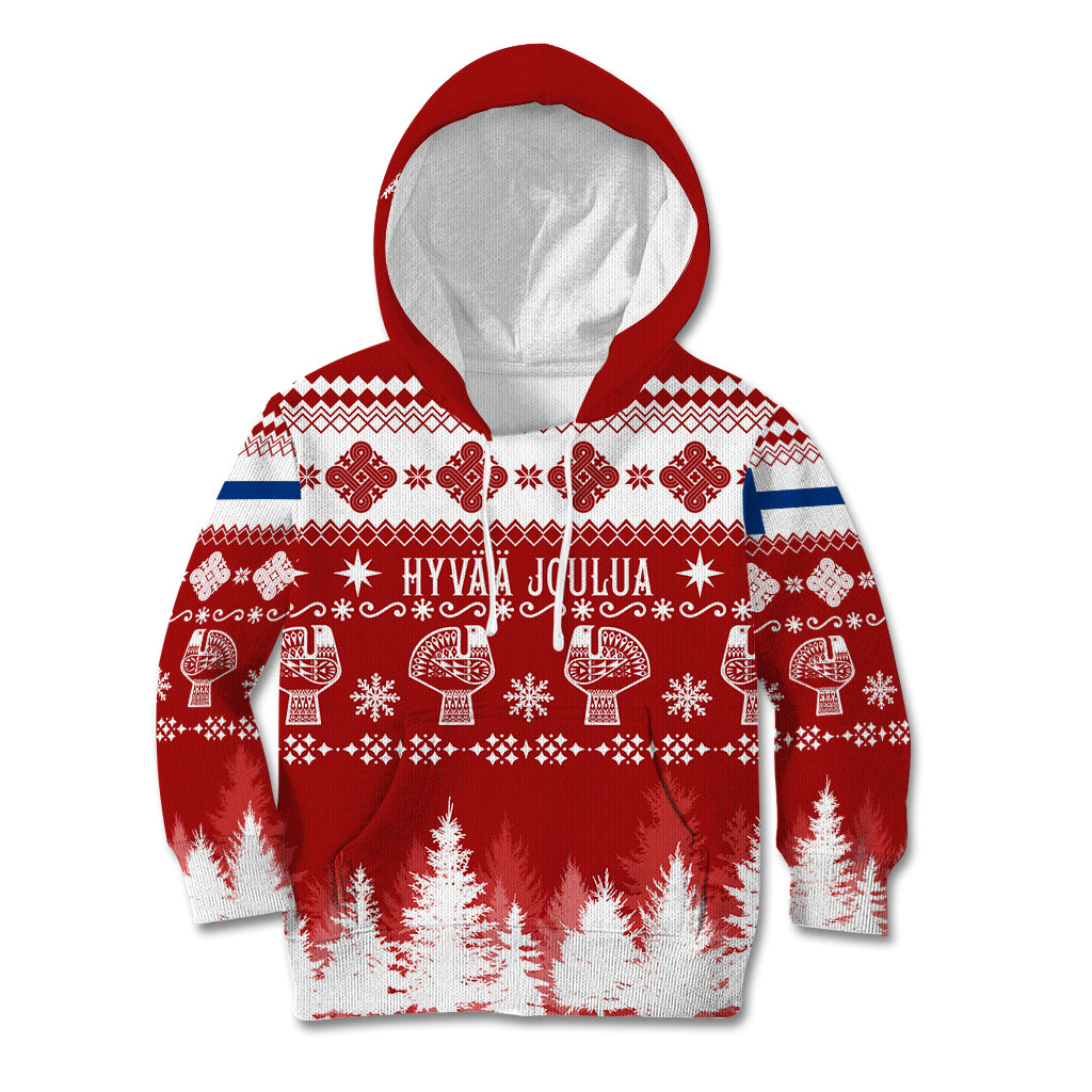 Finland Christmas Hannunvaakuna Tattoo Kid Hoodie Hyvaa Joulua - Red - Wonder Print Shop