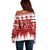 Finland Christmas Hannunvaakuna Tattoo Off Shoulder Sweater Hyvaa Joulua - Red - Wonder Print Shop