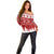 Finland Christmas Hannunvaakuna Tattoo Off Shoulder Sweater Hyvaa Joulua - Red - Wonder Print Shop