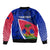 Personalised Haiti Independence Anniversary Bomber Jacket Mix Hibiscus - Flag Color LT7 - Wonder Print Shop