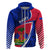 Personalised Haiti Independence Anniversary Zip Hoodie Mix Hibiscus - Flag Color - Wonder Print Shop