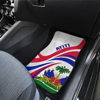 Front car floor mat with Haitian flag design and 'AYITI' text on white background