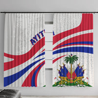 Haiti Independence window curtain, full-color Haiti flag print on white fabric, two panels