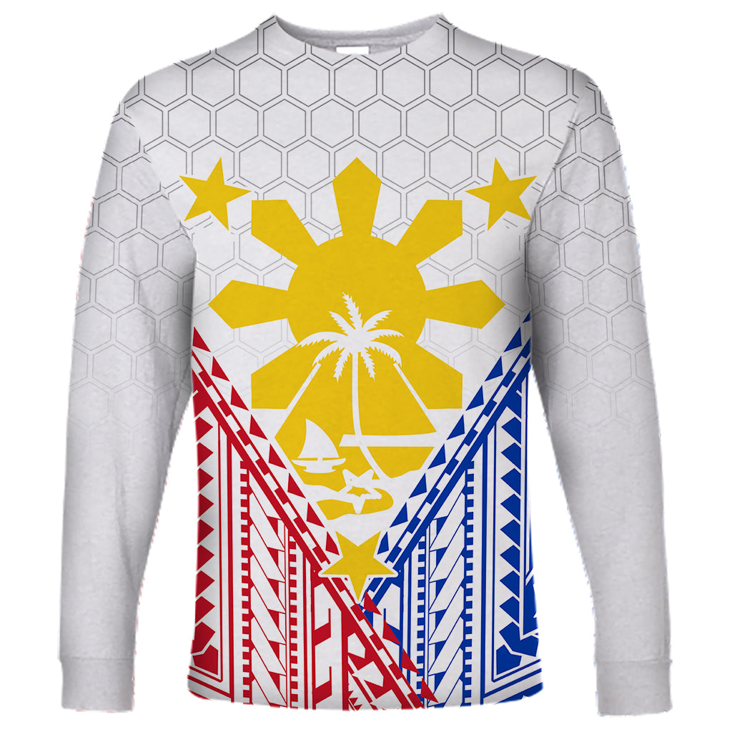 Personalised Philippines Mix Guam Long Sleeve Shirt Filipino Flag Style - Wonder Print Shop