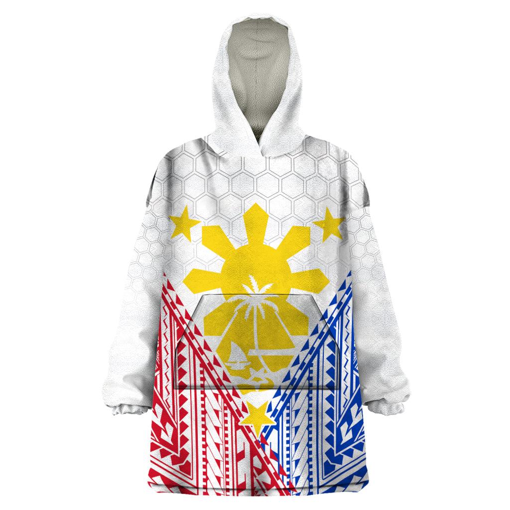 Personalised Philippines Mix Guam Wearable Blanket Hoodie Filipino Flag Style - Wonder Print Shop