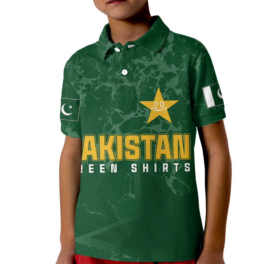 Personalised Pakistan Women Cricket Kid Polo Shirt Marble Patterns - Wonder Print Shop