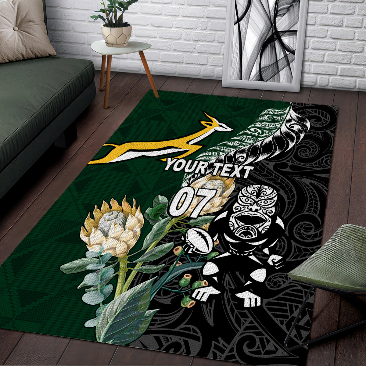 Custom South Africa Mix New Zealand Rugby 2023 Area Rug World Cup Greatest Rivalry LT7 - Wonder Print Shop