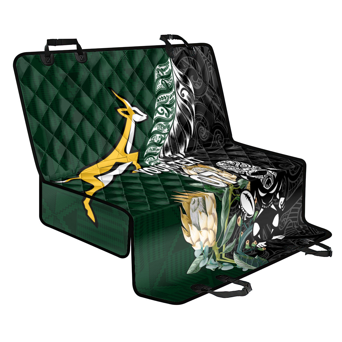 Custom South Africa Mix New Zealand Rugby 2023 Back Car Seat Cover World Cup Greatest Rivalry LT7 - Wonder Print Shop