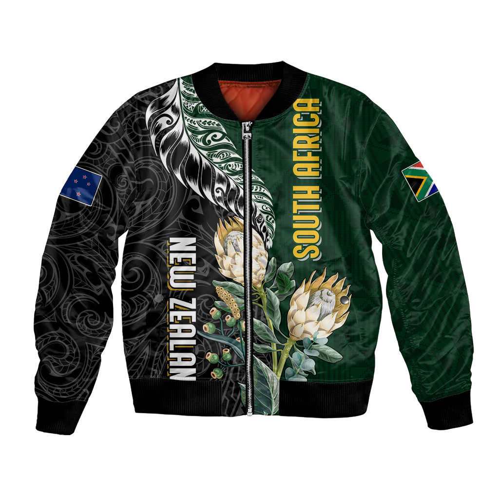 Custom South Africa Mix New Zealand Rugby 2023 Bomber Jacket World Cup Greatest Rivalry LT7 - Wonder Print Shop