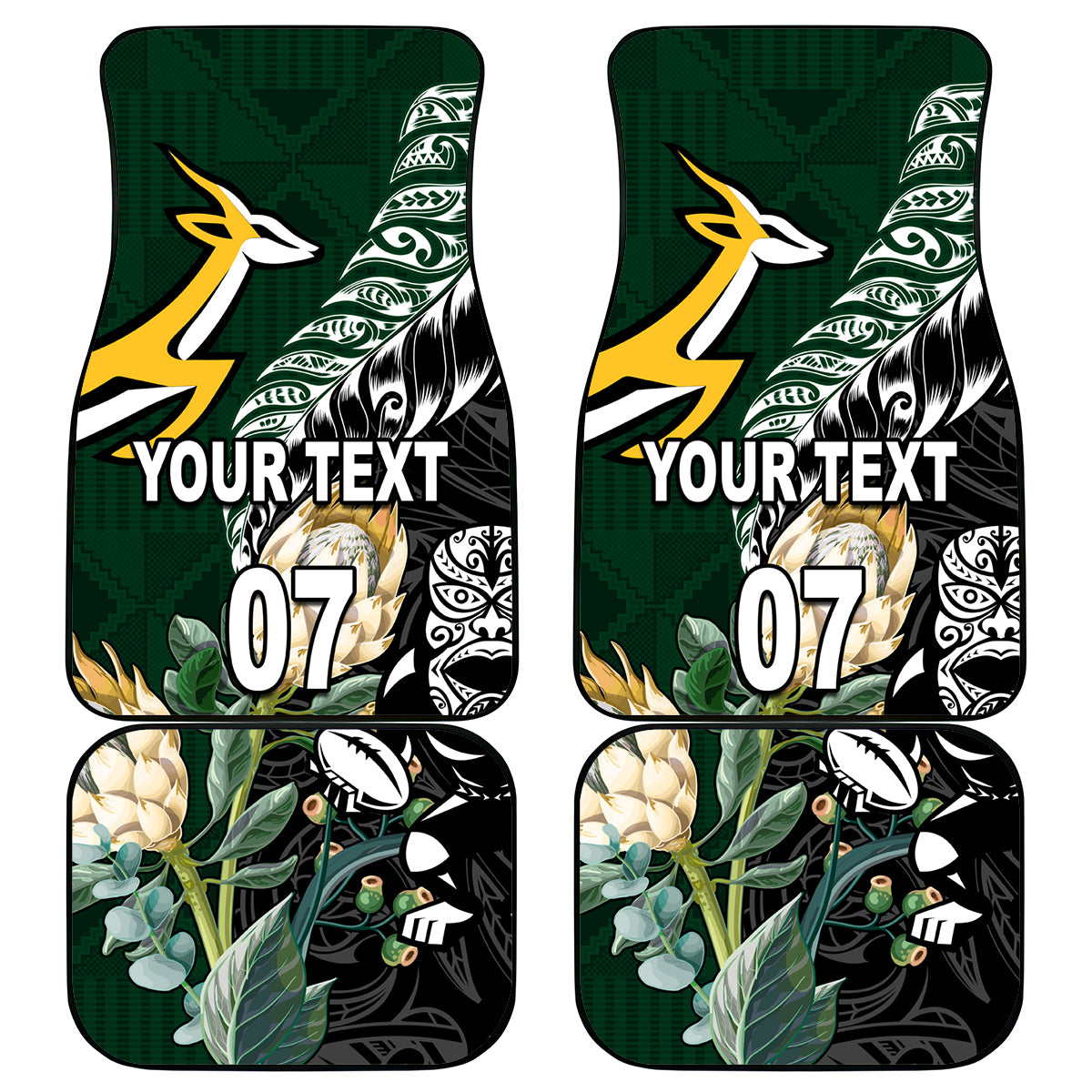 Custom South Africa Mix New Zealand Rugby 2023 Car Mats World Cup Greatest Rivalry LT7 - Wonder Print Shop