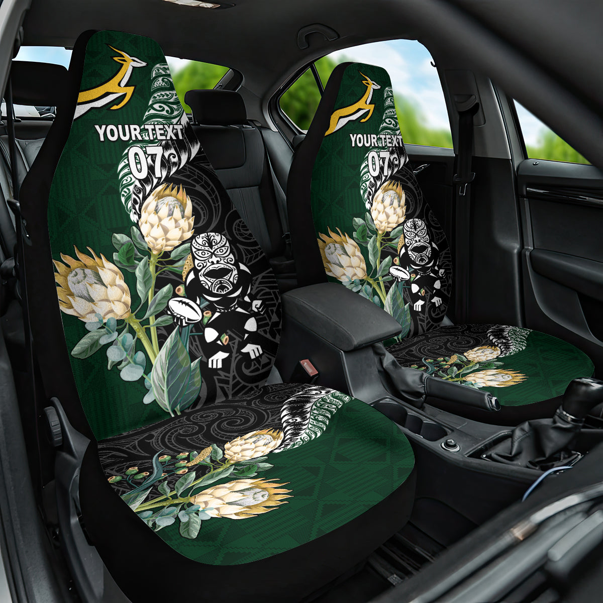 Custom South Africa Mix New Zealand Rugby 2023 Car Seat Cover World Cup Greatest Rivalry LT7 - Wonder Print Shop