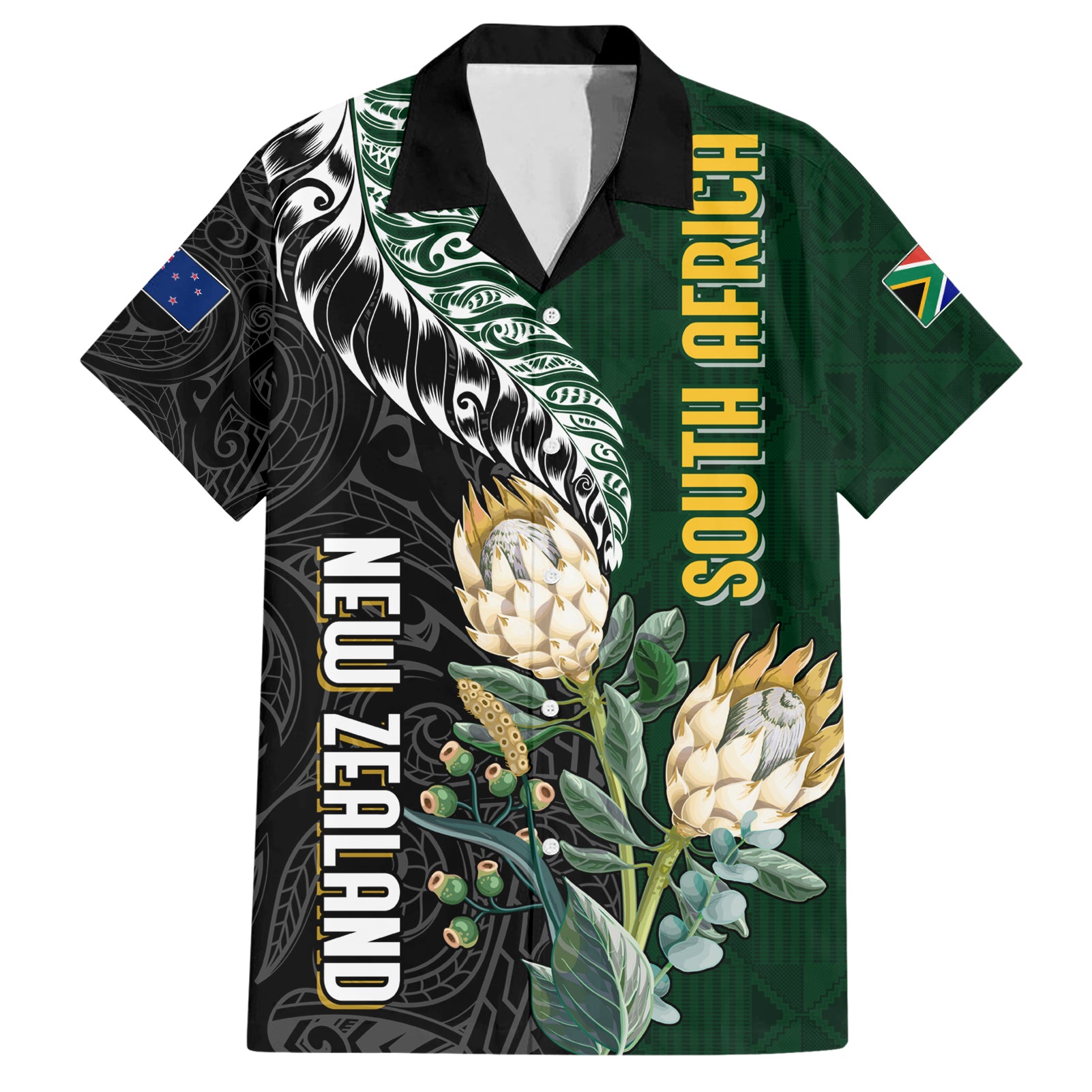 Custom South Africa Mix New Zealand Rugby 2023 Hawaiian Shirt World Cup Greatest Rivalry - Wonder Print Shop