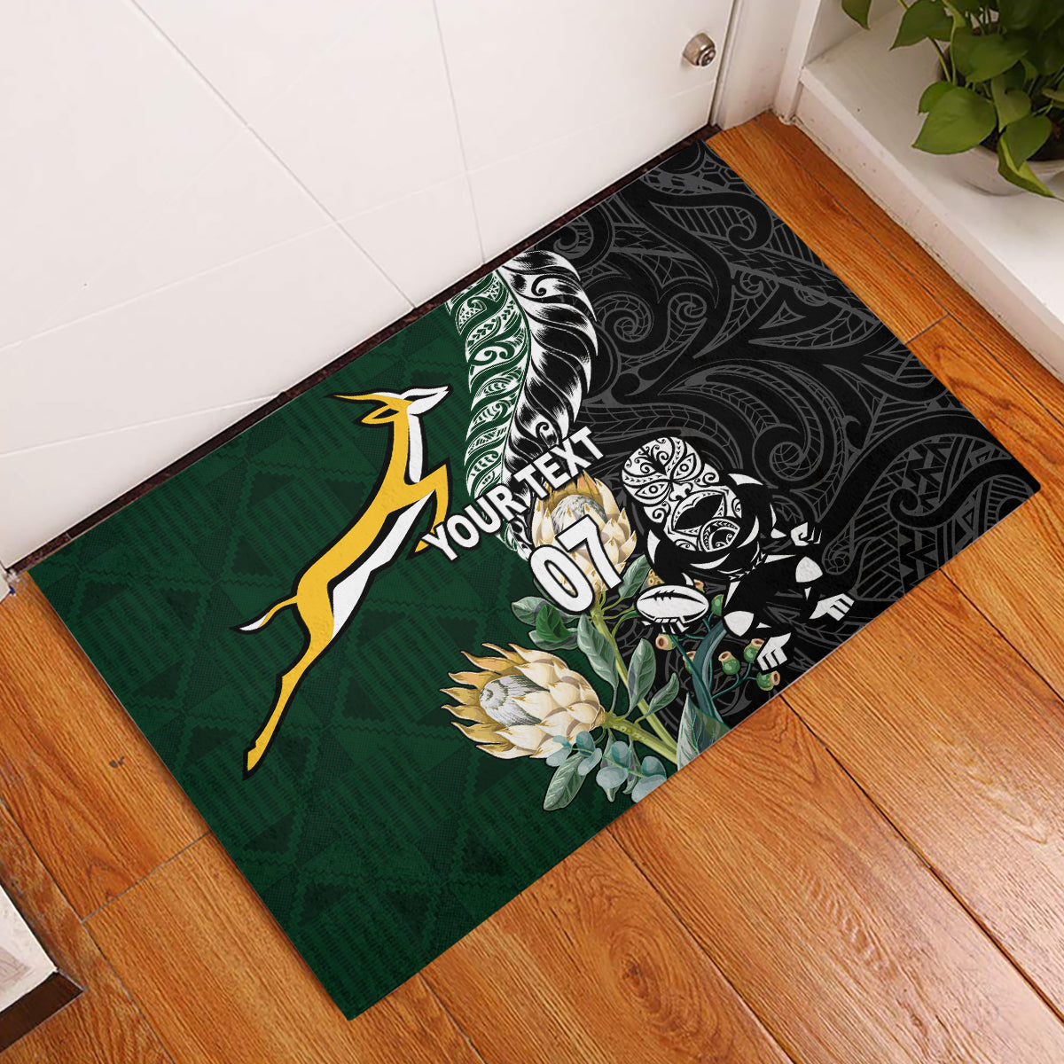 Custom South Africa Mix New Zealand Rugby 2023 Rubber Doormat World Cup Greatest Rivalry - Wonder Print Shop