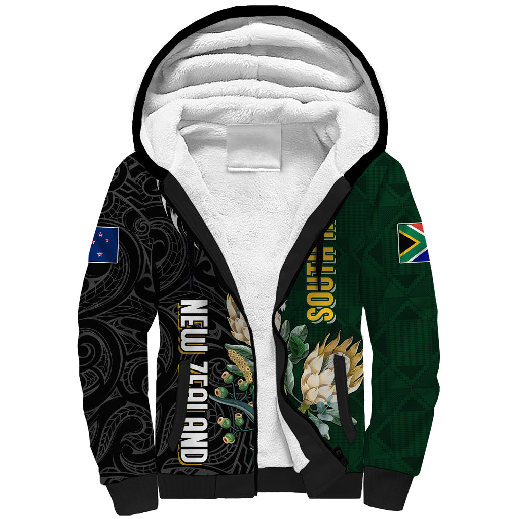 Custom South Africa Mix New Zealand Rugby 2023 Sherpa Hoodie World Cup Greatest Rivalry - Wonder Print Shop