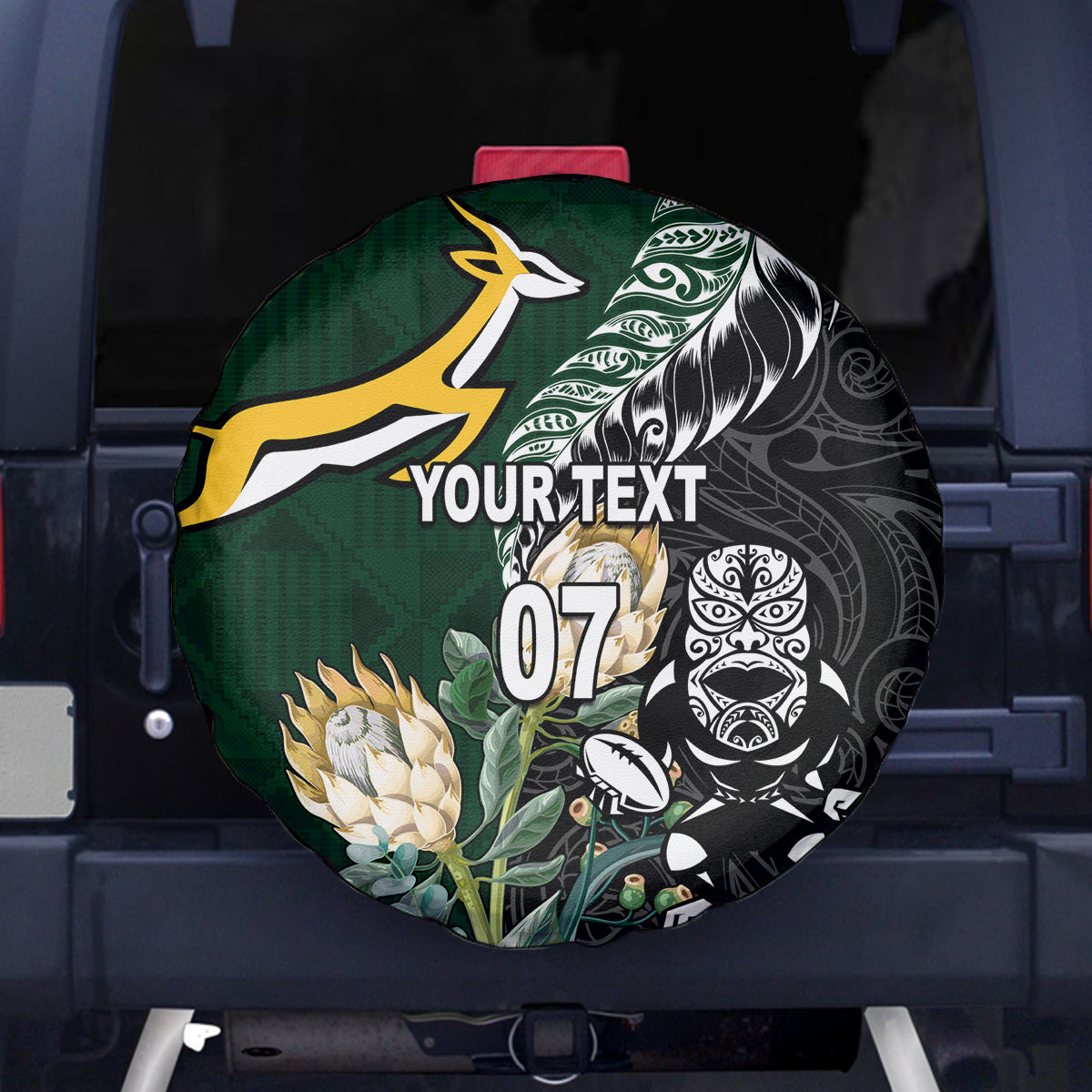 Custom South Africa Mix New Zealand Rugby 2023 Spare Tire Cover World Cup Greatest Rivalry - Wonder Print Shop