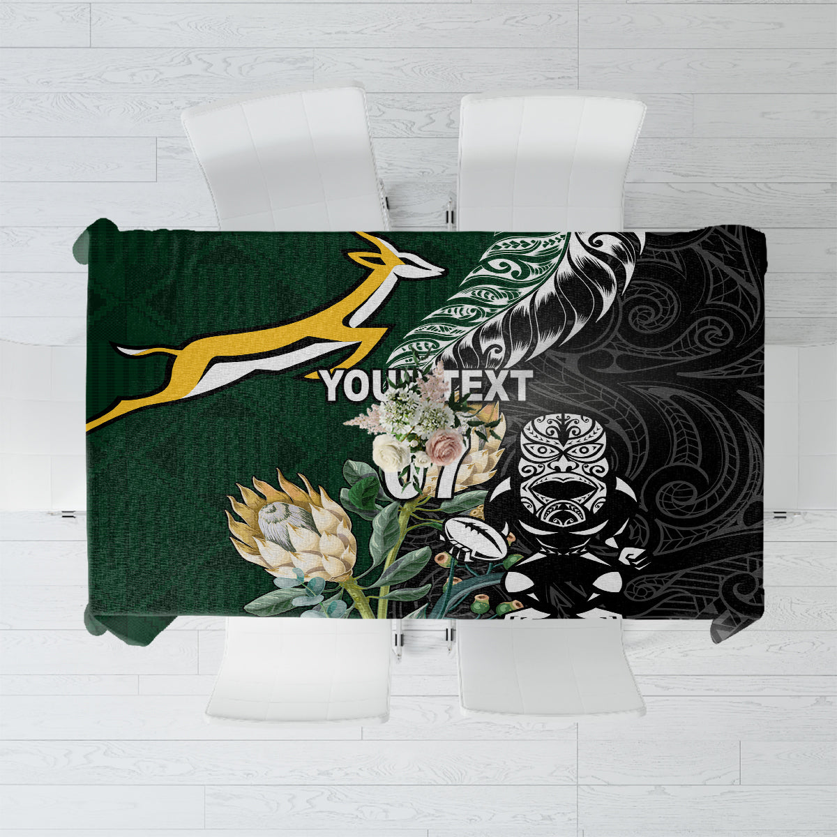 Custom South Africa Mix New Zealand Rugby 2023 Tablecloth World Cup Greatest Rivalry - Wonder Print Shop