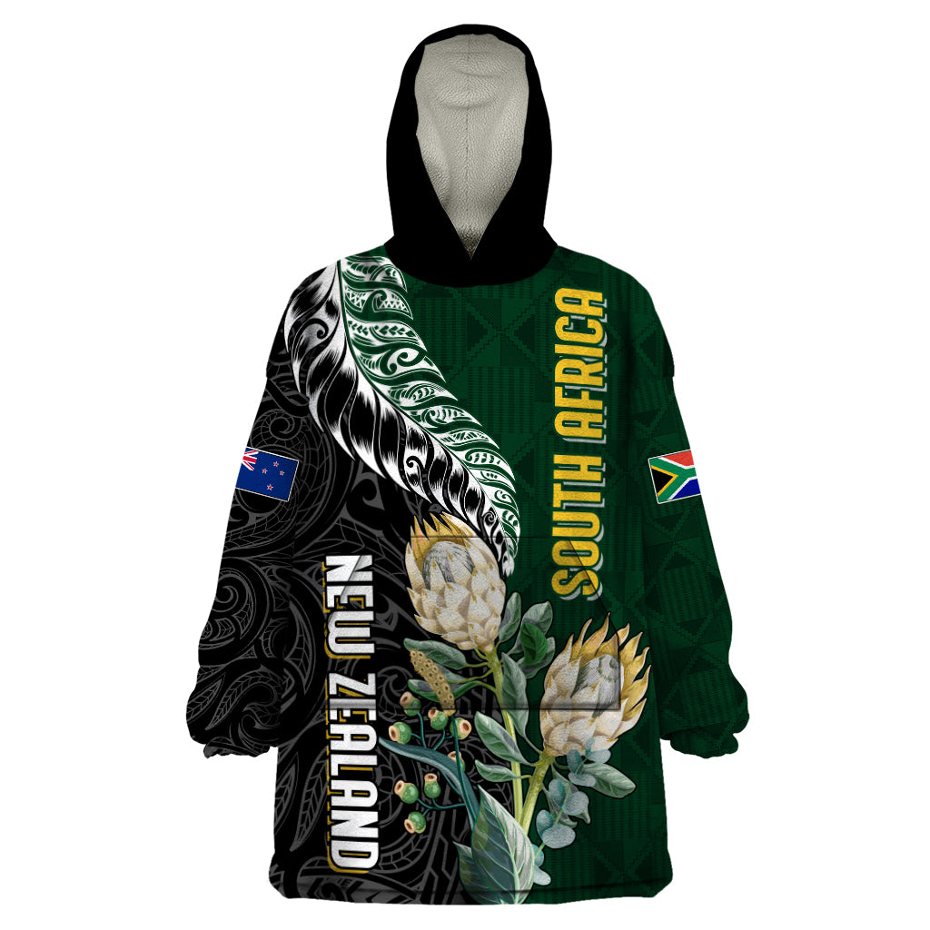 Custom South Africa Mix New Zealand Rugby 2023 Wearable Blanket Hoodie World Cup Greatest Rivalry - Wonder Print Shop