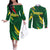 Custom Senegal Football Couples Matching Off The Shoulder Long Sleeve Dress and Long Sleeve Button Shirt Nations Cup 2024 Téranga Lions