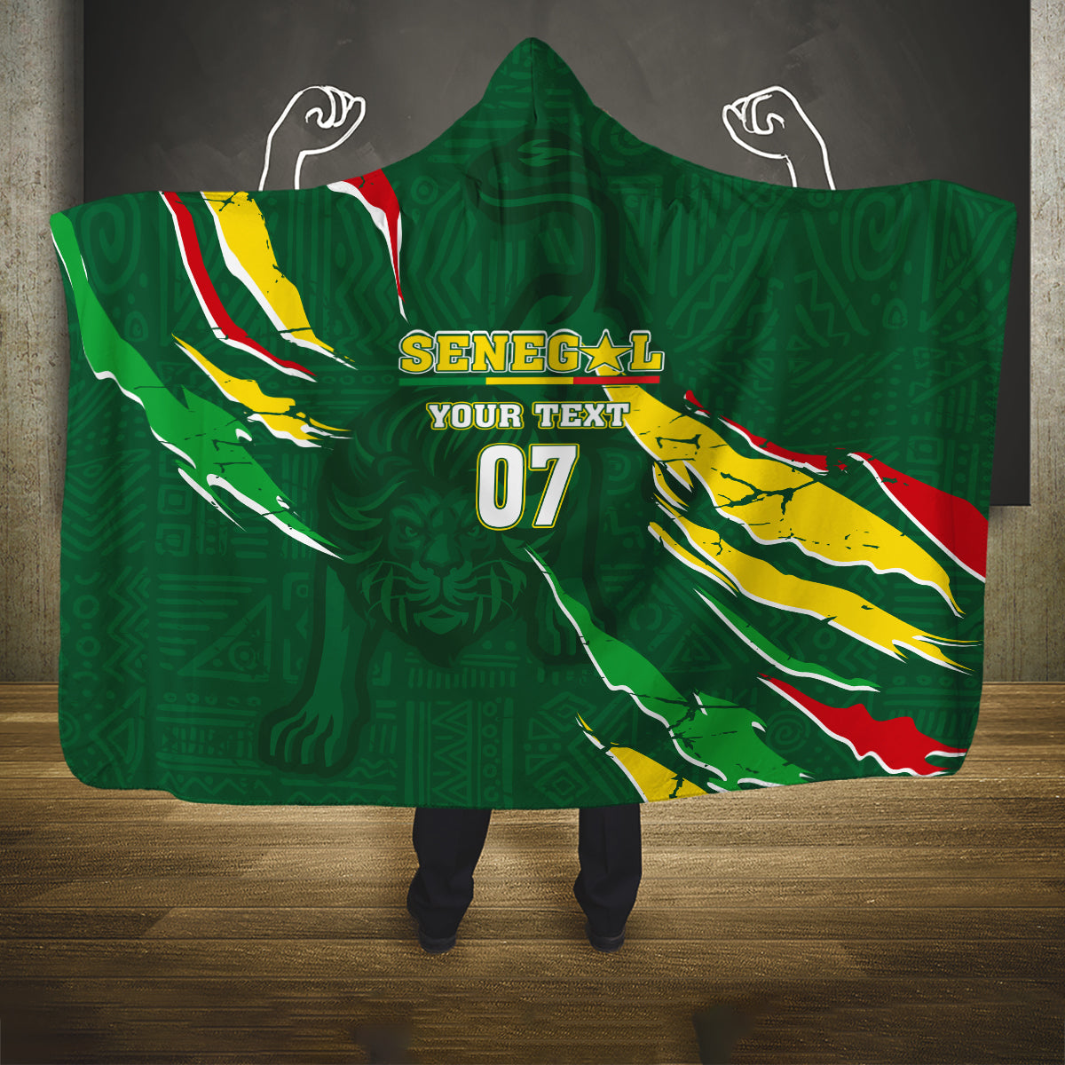 Custom Senegal Football Hooded Blanket Nations Cup 2024 Téranga Lions