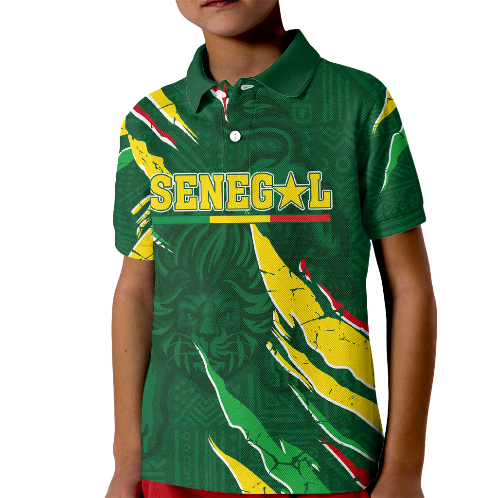 Custom Senegal Football Kid Polo Shirt Nations Cup 2024 Tranga Lions - Wonder Print Shop