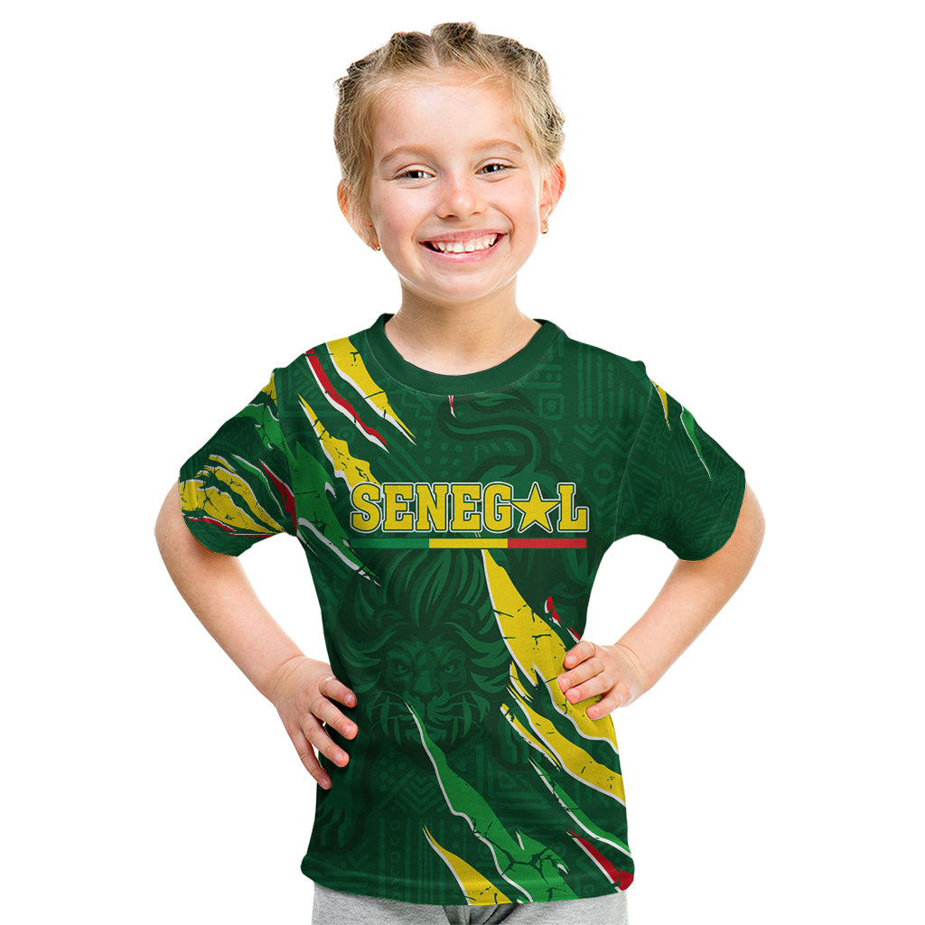 Custom Senegal Football Kid T Shirt Nations Cup 2024 Tranga Lions - Wonder Print Shop