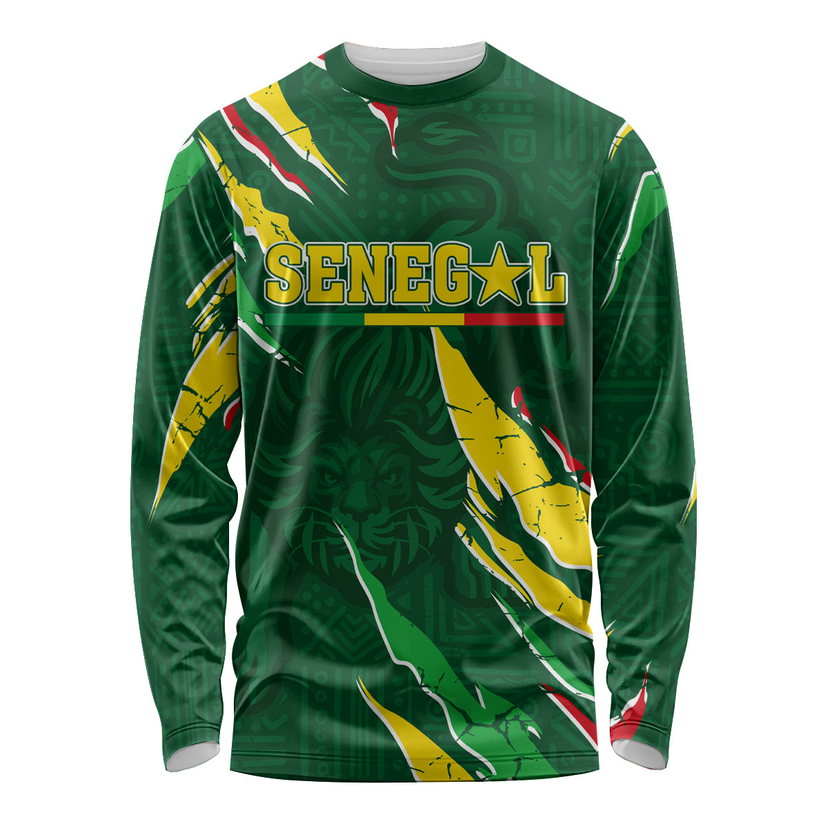 Custom Senegal Football Long Sleeve Shirt Nations Cup 2024 Tranga Lions - Wonder Print Shop