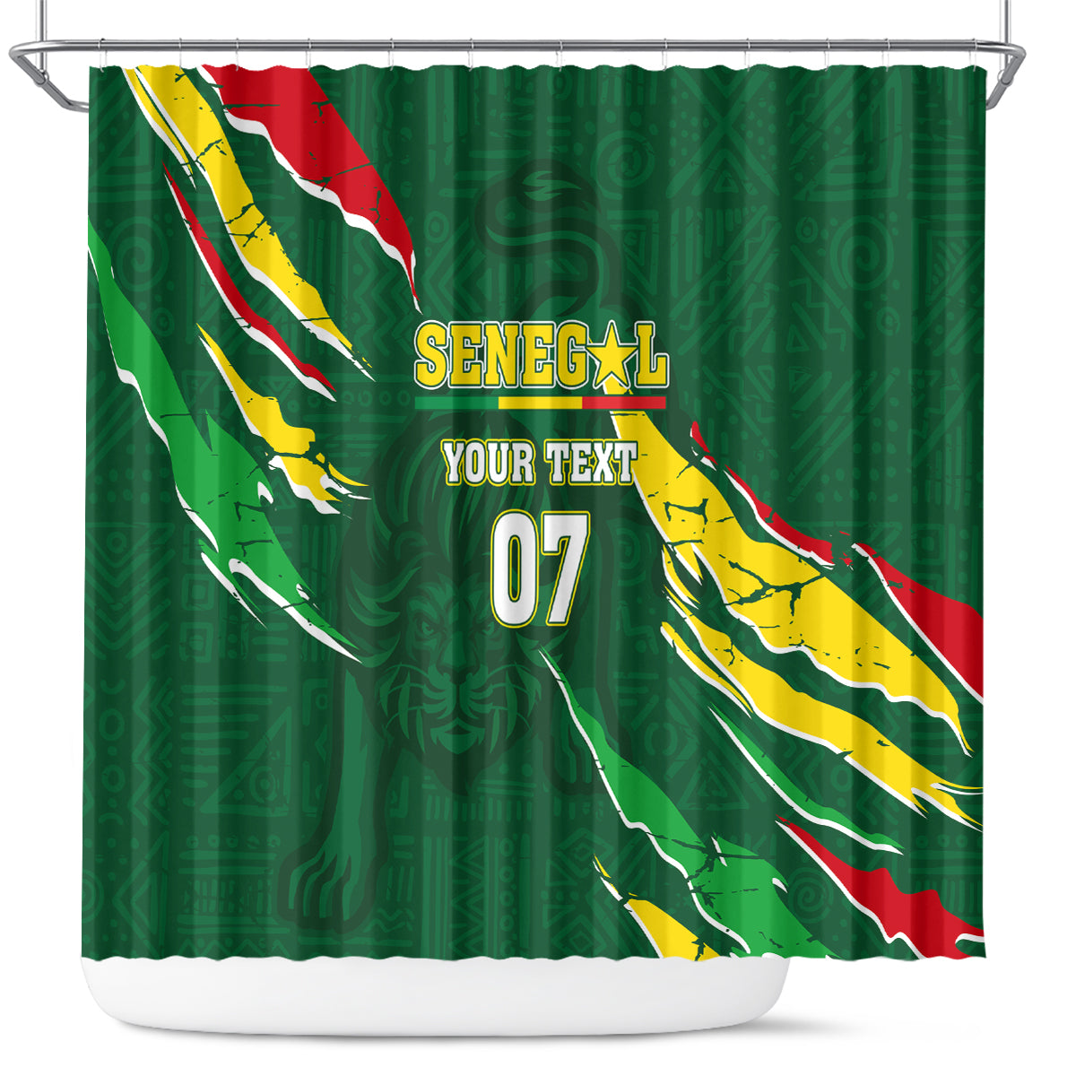 Custom Senegal Football Shower Curtain Nations Cup 2024 Téranga Lions