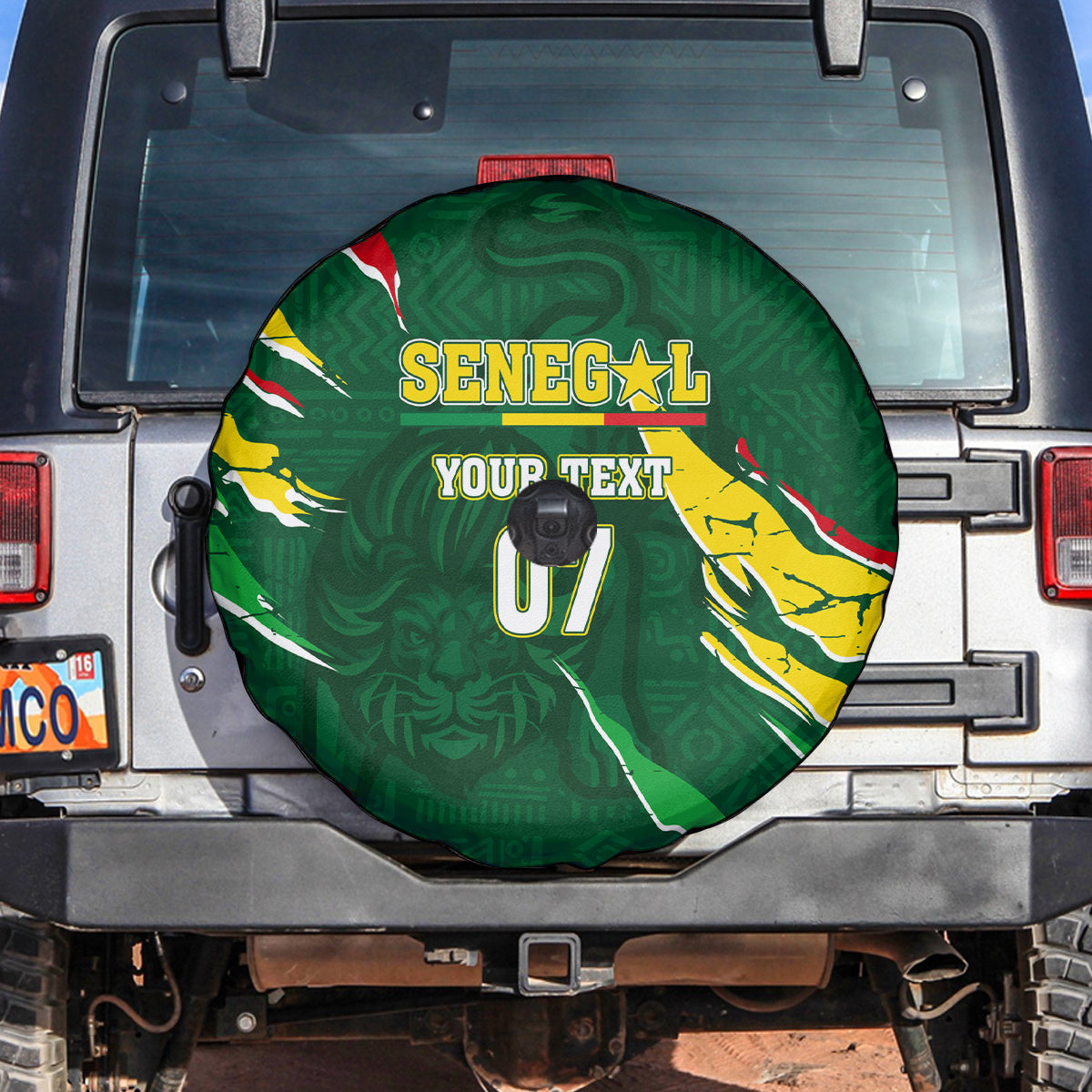 Custom Senegal Football Spare Tire Cover Nations Cup 2024 Tranga Lions - Wonder Print Shop