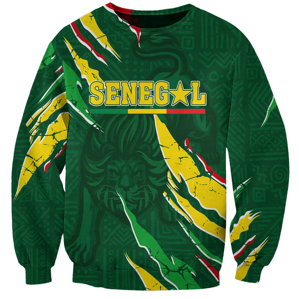 Custom Senegal Football Sweatshirt Nations Cup 2024 Tranga Lions - Wonder Print Shop