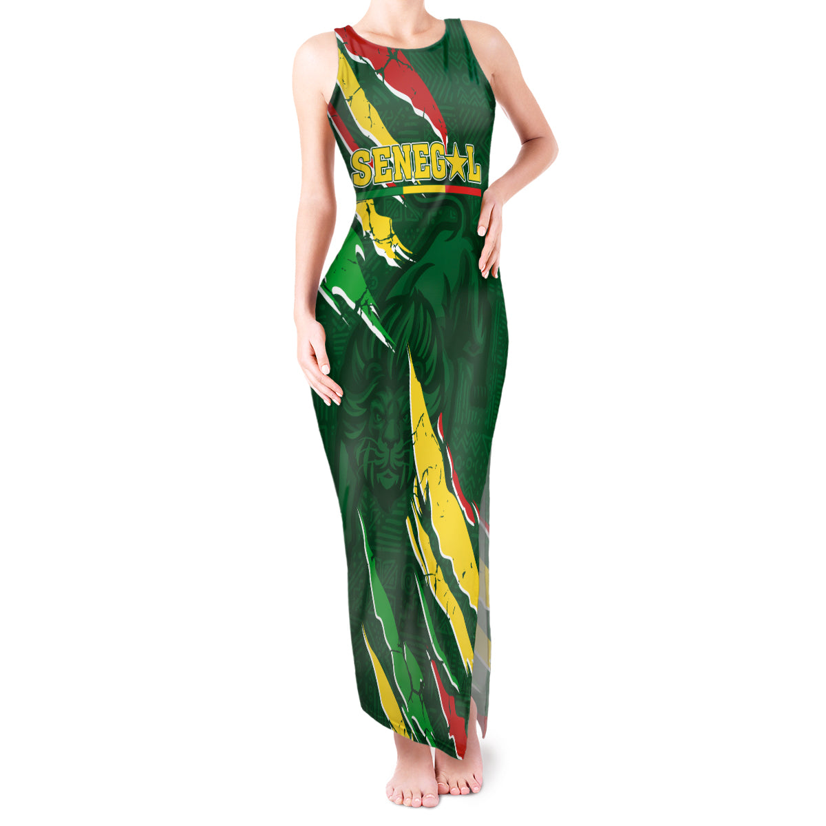 Custom Senegal Football Tank Maxi Dress Nations Cup 2024 Tranga Lions - Wonder Print Shop