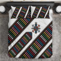 Habesha Kemis Inspired Tilet Pattern Bedding Set White