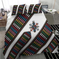 Habesha Kemis Inspired Tilet Pattern Bedding Set White