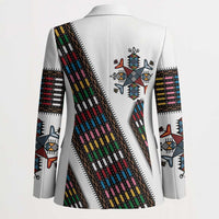 Habesha Kemis Inspired Tilet Pattern Blazer White