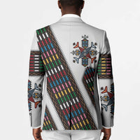 Habesha Kemis Inspired Tilet Pattern Blazer White