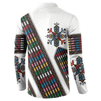 Habesha Kemis Inspired Tilet Pattern Button Sweatshirt White
