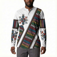 Habesha Kemis Inspired Tilet Pattern Button Sweatshirt White