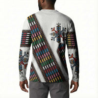 Habesha Kemis Inspired Tilet Pattern Button Sweatshirt White