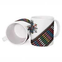 Habesha Kemis Inspired Tilet Pattern Ceramic Mug White