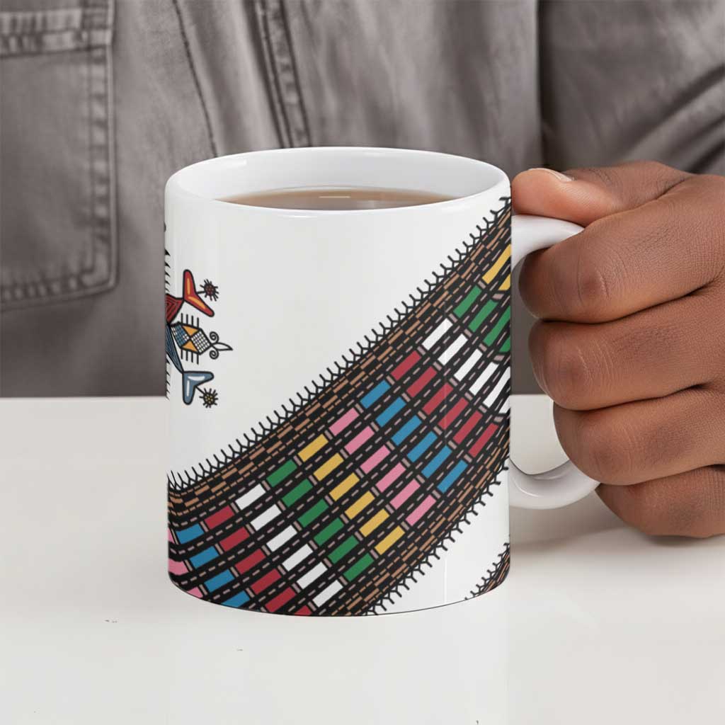 Habesha Kemis Inspired Tilet Pattern Ceramic Mug White