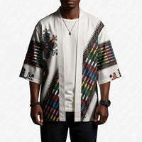 Habesha Kemis Inspired Tilet Pattern Kimono White