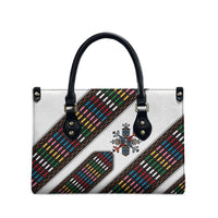 Habesha Kemis Inspired Tilet Pattern Leather Bag White