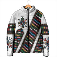Habesha Kemis Inspired Tilet Pattern Padded Jacket White