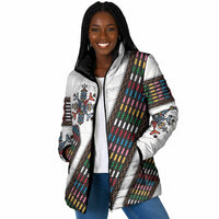 Habesha Kemis Inspired Tilet Pattern Padded Jacket White