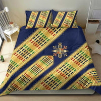 Habesha Kemis Inspired Tilet Pattern Bedding Set Royal Blue - Gold