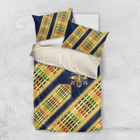 Habesha Kemis Inspired Tilet Pattern Bedding Set Royal Blue - Gold
