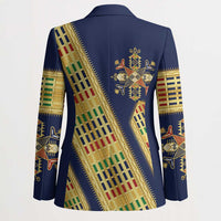 Habesha Kemis Inspired Tilet Pattern Blazer Royal Blue - Gold