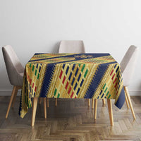 Habesha Kemis Inspired Tilet Pattern Tablecloth Royal Blue - Gold