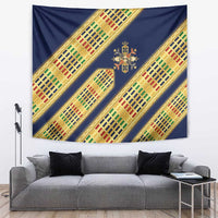 Habesha Kemis Inspired Tilet Pattern Tapestry Royal Blue - Gold
