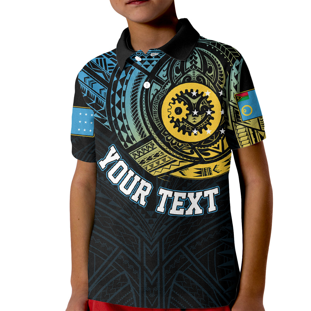 Custom Vanuatu Polo Shirt for Kid Turtle Chest Tattoo Flag Color Sanma - Wonder Print Shop