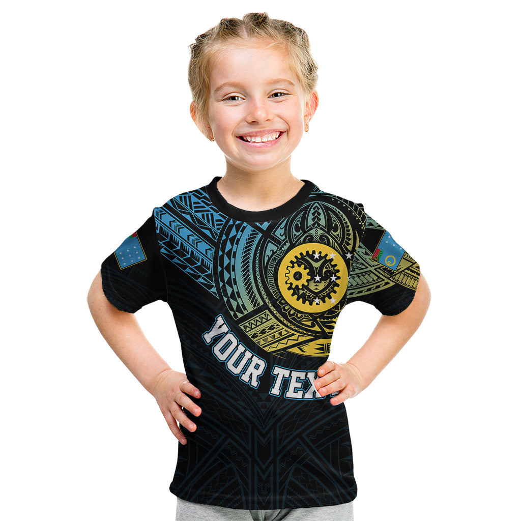 Personalised Vanuatu Kid T Shirt Turtle Chest Tattoo Flag Color - Sanma - Wonder Print Shop